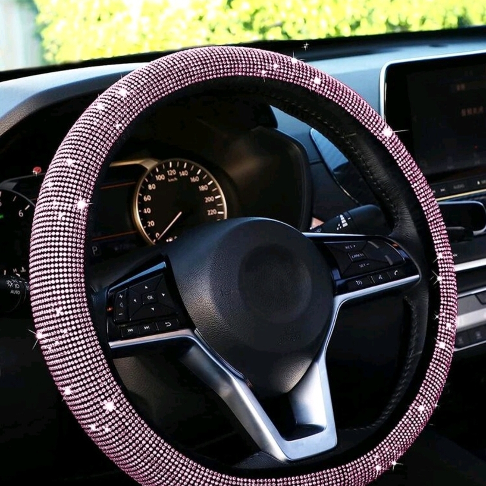 Pink Rhinestone Steering Wheel Cover
